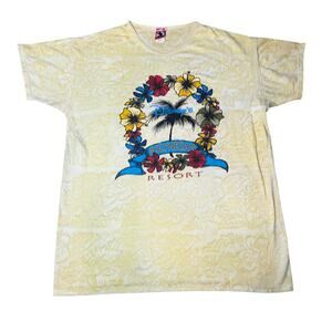 Vintage Disney Polynesian Resort Yellow Tshirt Tropical oversized one size 90s
